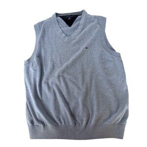 Tommy Hilfiger Mens Light Blue Sleeveless V-Neck Sweater Vest L Cotton Blend